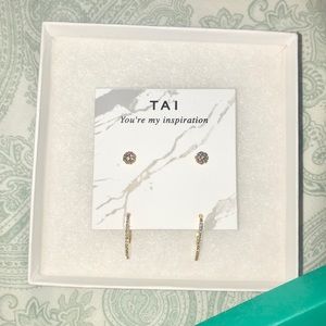 Mini Hoop and Fireball Stud Earring Set